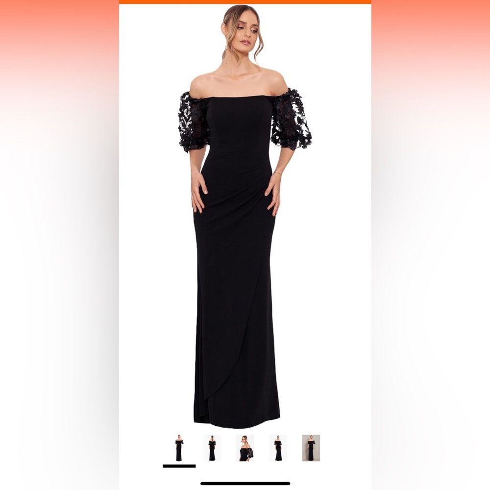 Xscape Illusion Sleeve Off the Shoulder Gown Size 4